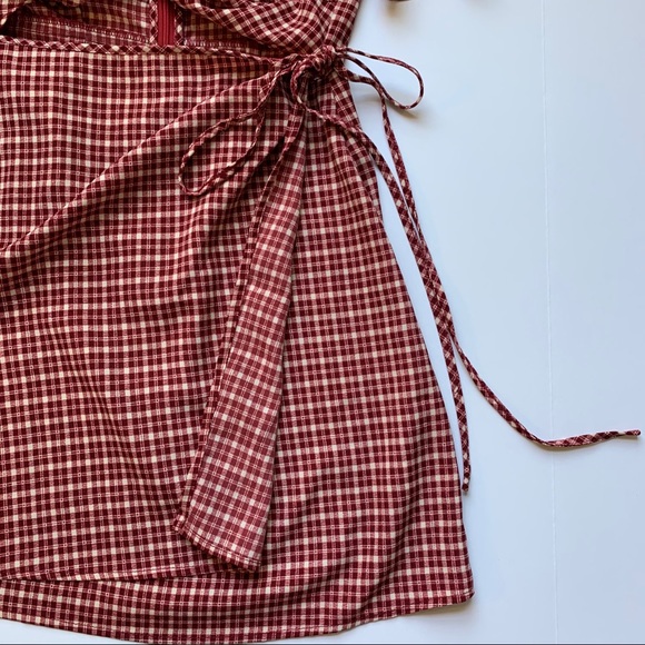 Plaid Cut Out Wrap Bell Sleeve Dress - Picture 5 of 7